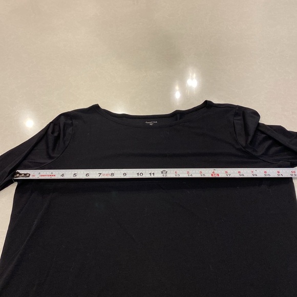 Garnet Hill Boatneck Black 3/4 Sleeve Knit Top New Without Tags - Picture 2 of 6